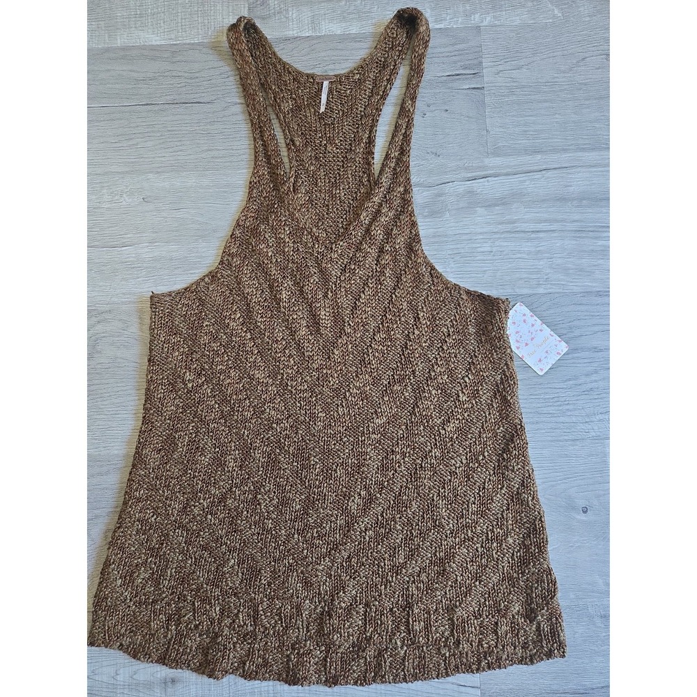 Free People Chevron Sweater Oversize Slouchy Tank Top Brown Size Medium